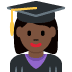 👩🏿‍🎓 woman student: dark skin tone display on Twitter